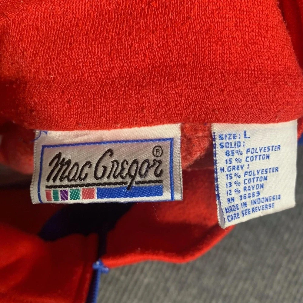 VTG MacGregor Jacket Mens Large Blue Full Zip Fleece Embroidered Track Retro 90s